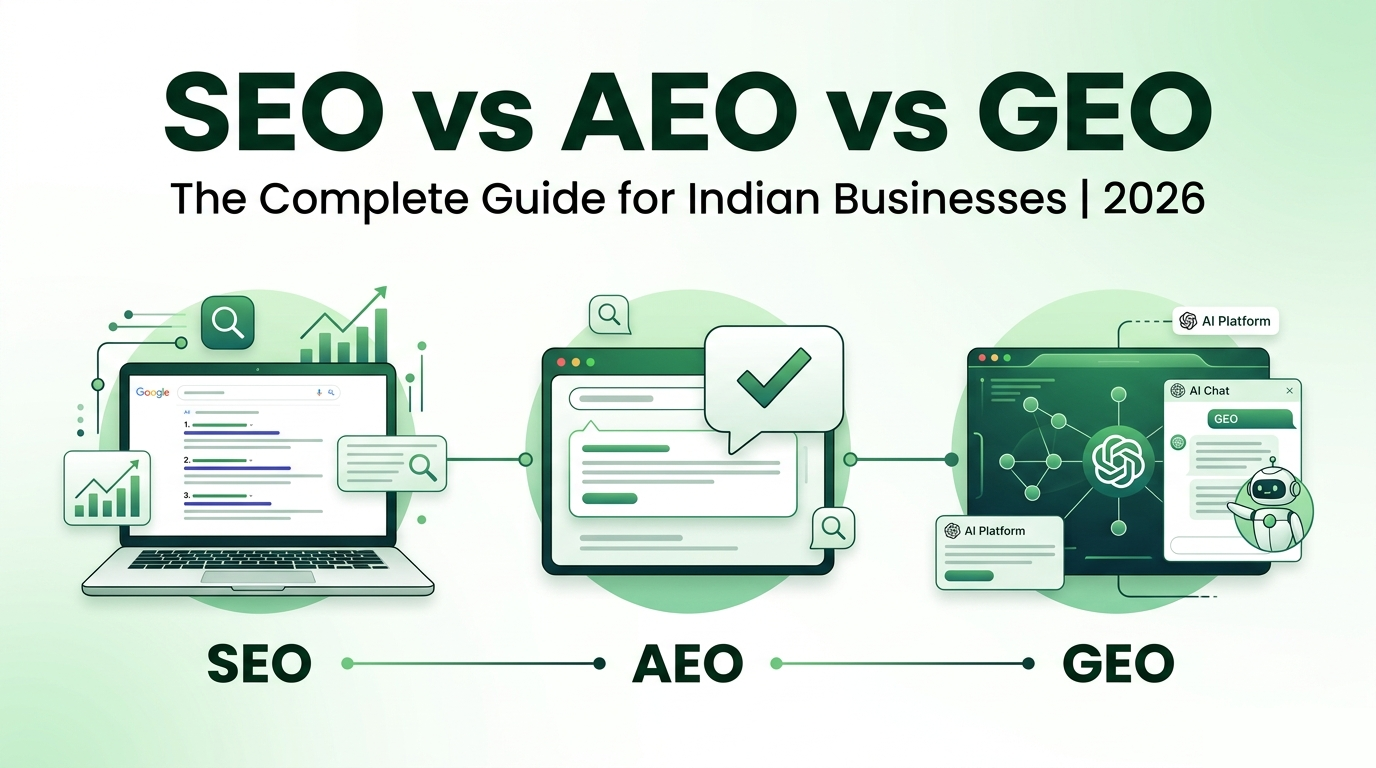SEO vs AEO vs GEO: What Is the Difference? A Complete Guide for Indian Businesses (2026)